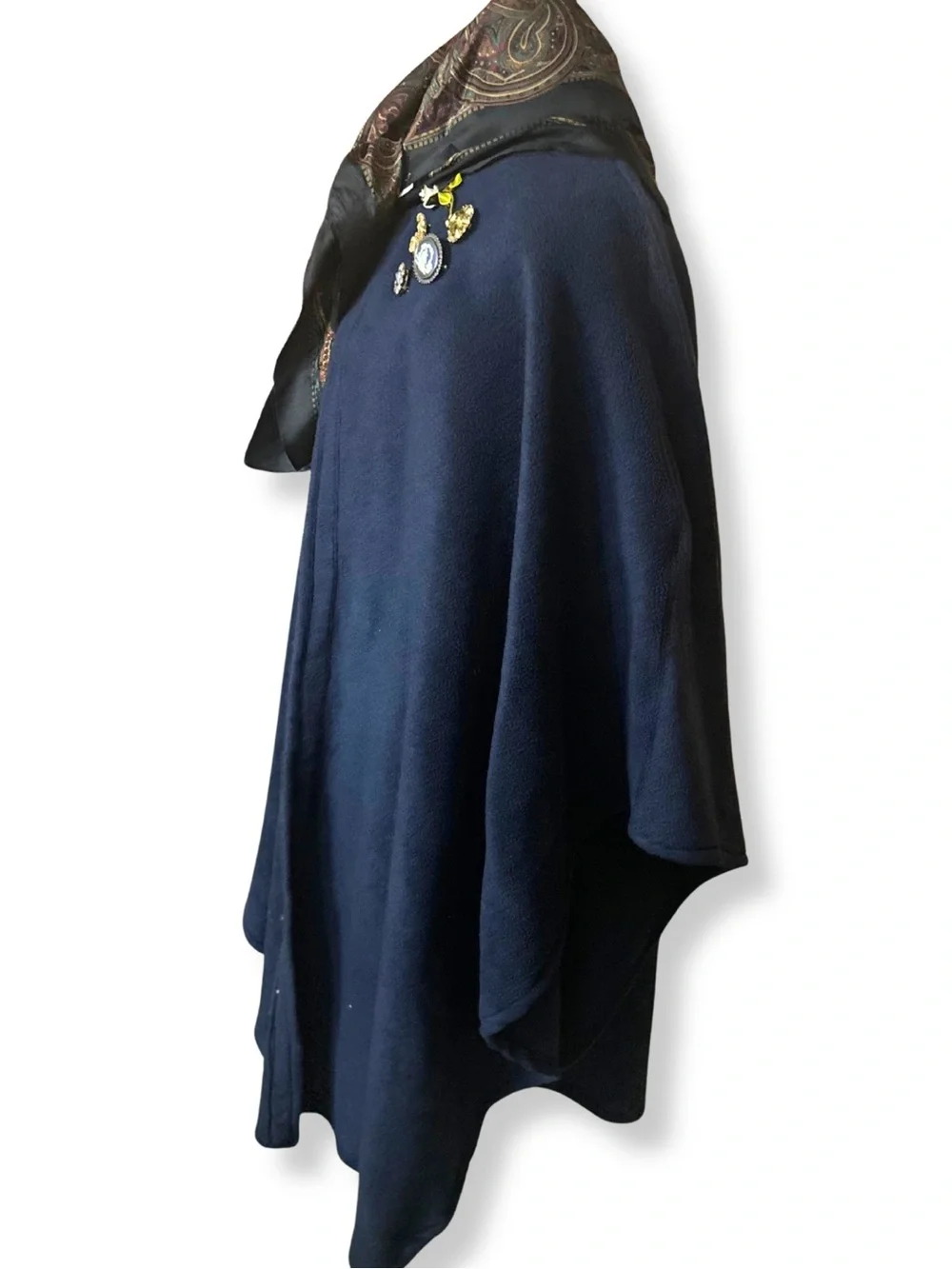 Vintage Anthony Richards Navy Fleece Cape Poncho Made in USA One Size On Trend